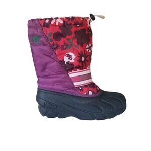 SOREL Cub Pink and Purple Floral Waterproof Insulated Winter Snow Boot Sz 5